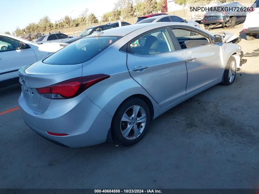 2016 Hyundai Elantra Value Edition VIN: 5NPDH4AEXGH726263 Lot: 40684588