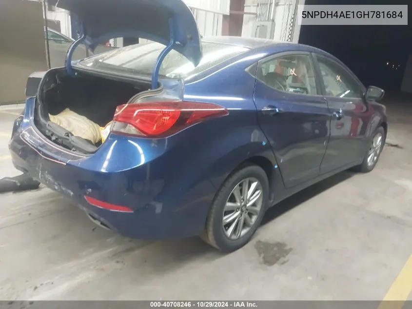 2016 Hyundai Elantra Se VIN: 5NPDH4AE1GH781684 Lot: 40708246