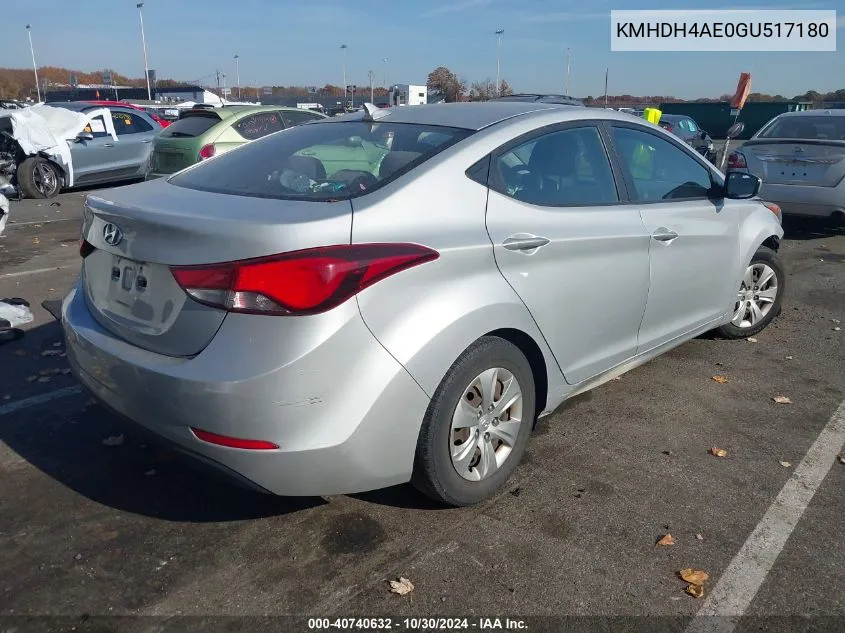 KMHDH4AE0GU517180 2016 Hyundai Elantra Se