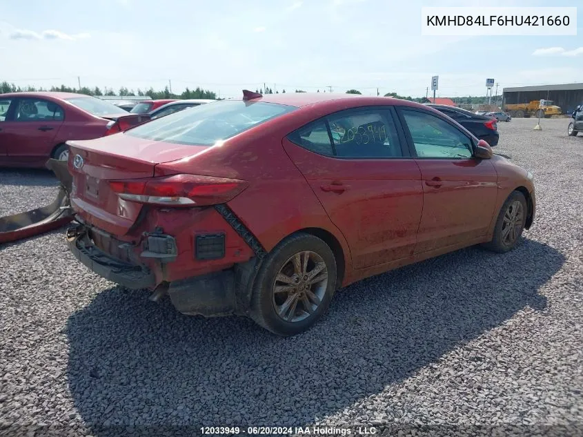 KMHD84LF6HU421660 2017 Hyundai Elantra