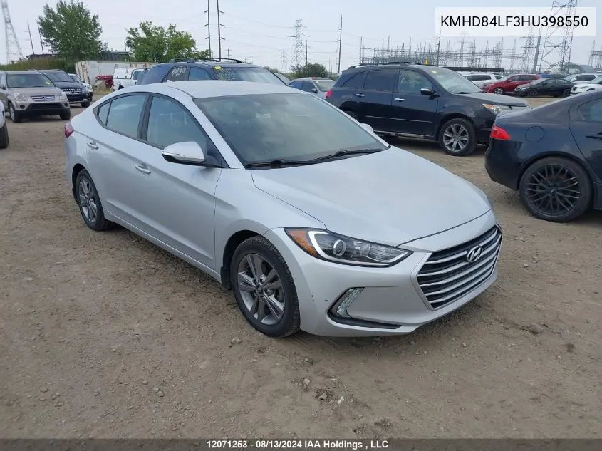 2017 Hyundai Elantra Se/Value/Limited VIN: KMHD84LF3HU398550 Lot: 12071253