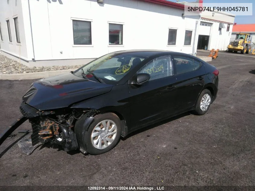 2017 Hyundai Elantra Se VIN: 5NPD74LF9HH045781 Lot: 12092314