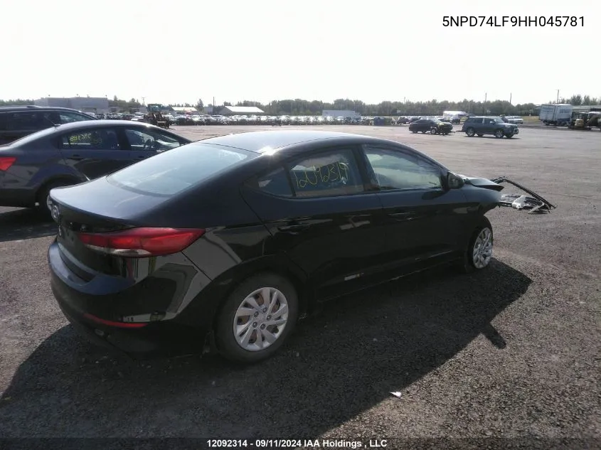 2017 Hyundai Elantra Se VIN: 5NPD74LF9HH045781 Lot: 12092314