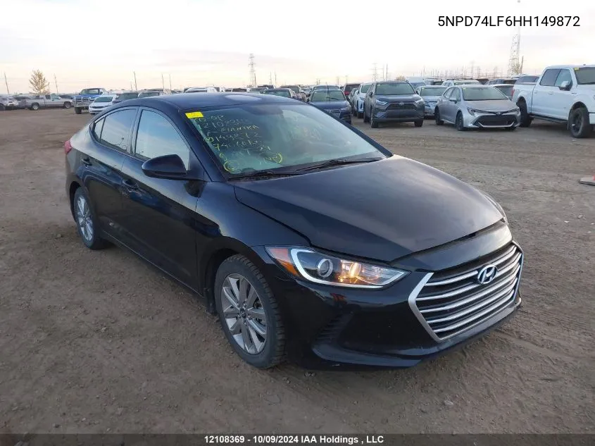 2017 Hyundai Elantra Se VIN: 5NPD74LF6HH149872 Lot: 12108369