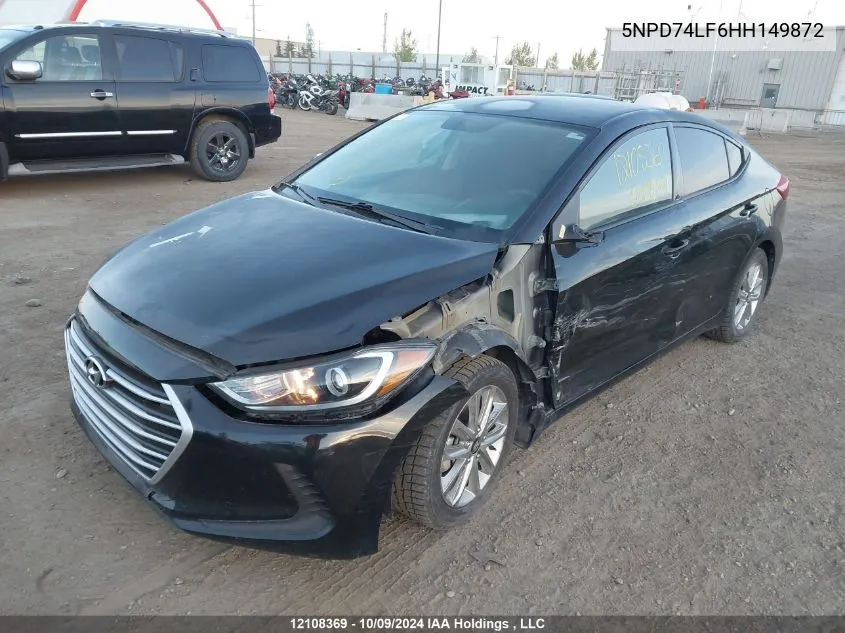 2017 Hyundai Elantra Se VIN: 5NPD74LF6HH149872 Lot: 12108369