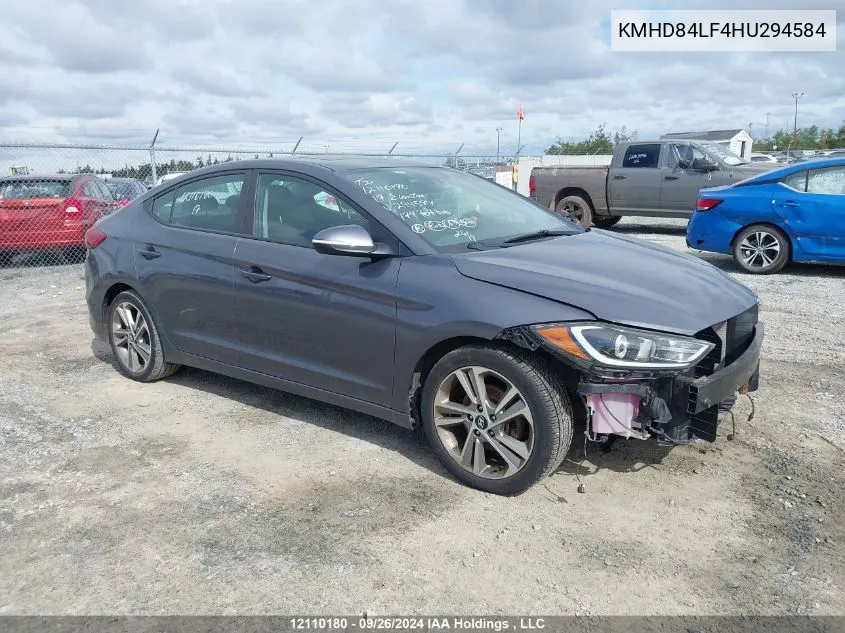 2017 Hyundai Elantra Se/Value/Limited VIN: KMHD84LF4HU294584 Lot: 12110180