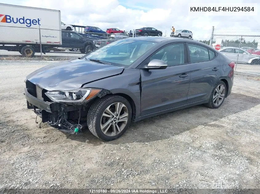 2017 Hyundai Elantra Se/Value/Limited VIN: KMHD84LF4HU294584 Lot: 12110180