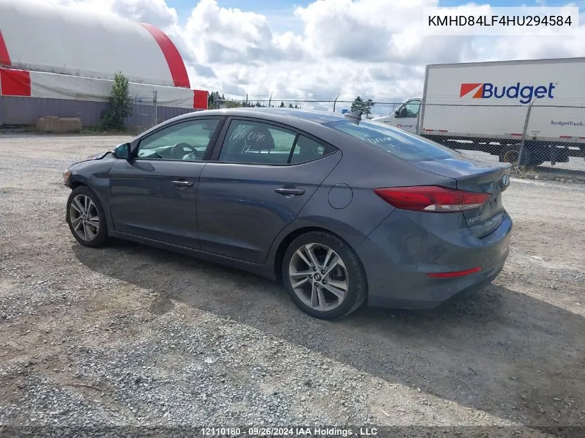 2017 Hyundai Elantra Se/Value/Limited VIN: KMHD84LF4HU294584 Lot: 12110180