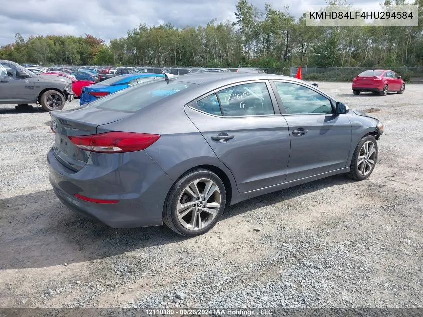 2017 Hyundai Elantra Se/Value/Limited VIN: KMHD84LF4HU294584 Lot: 12110180