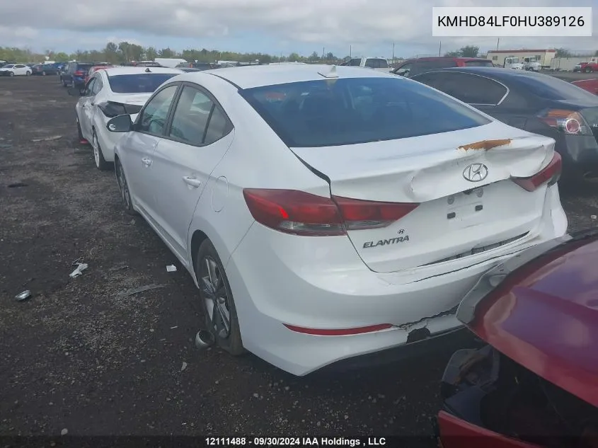 2017 Hyundai Elantra Gl VIN: KMHD84LF0HU389126 Lot: 12111488