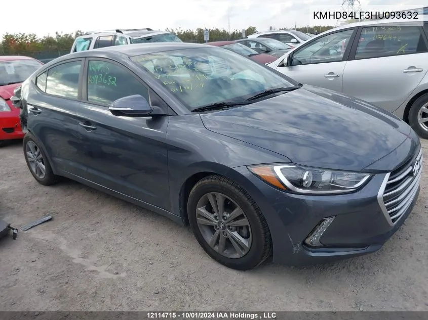 2017 Hyundai Elantra VIN: KMHD84LF3HU093632 Lot: 12114715