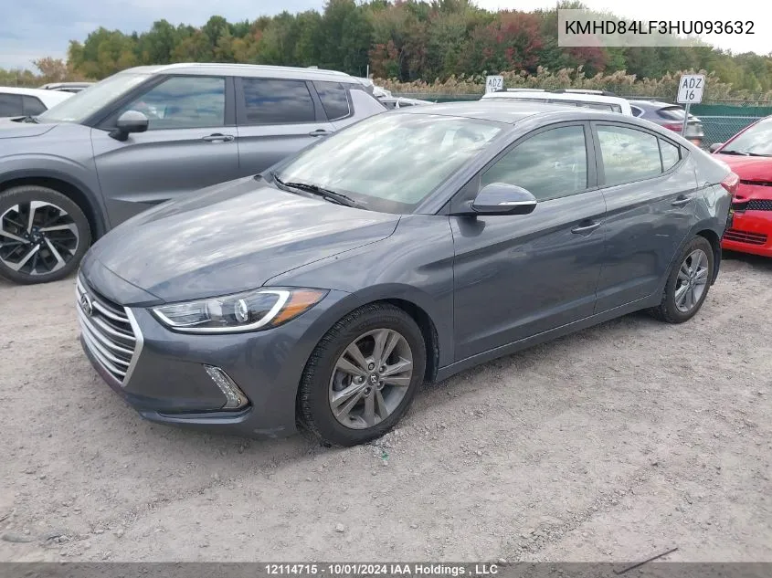 2017 Hyundai Elantra VIN: KMHD84LF3HU093632 Lot: 12114715