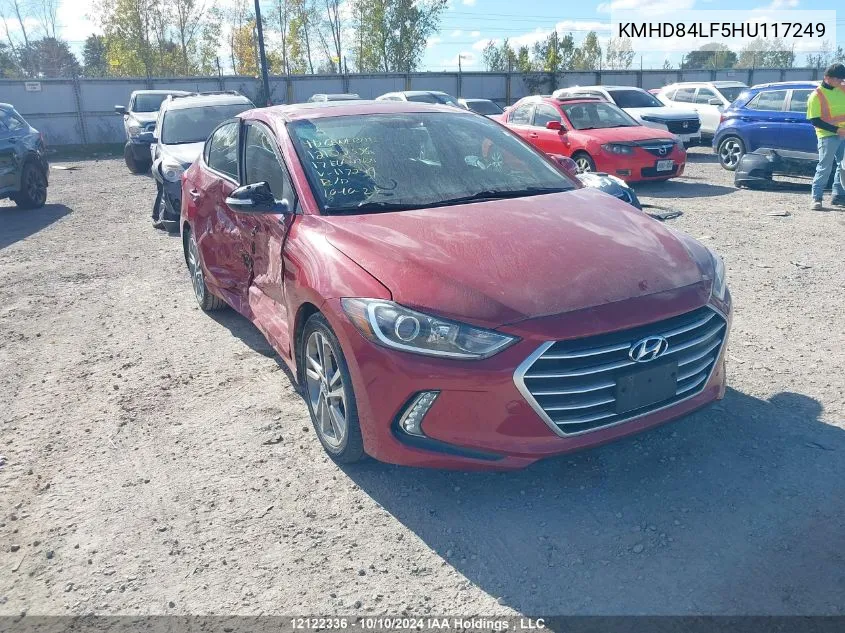 2017 Hyundai Elantra Gls VIN: KMHD84LF5HU117249 Lot: 12122336