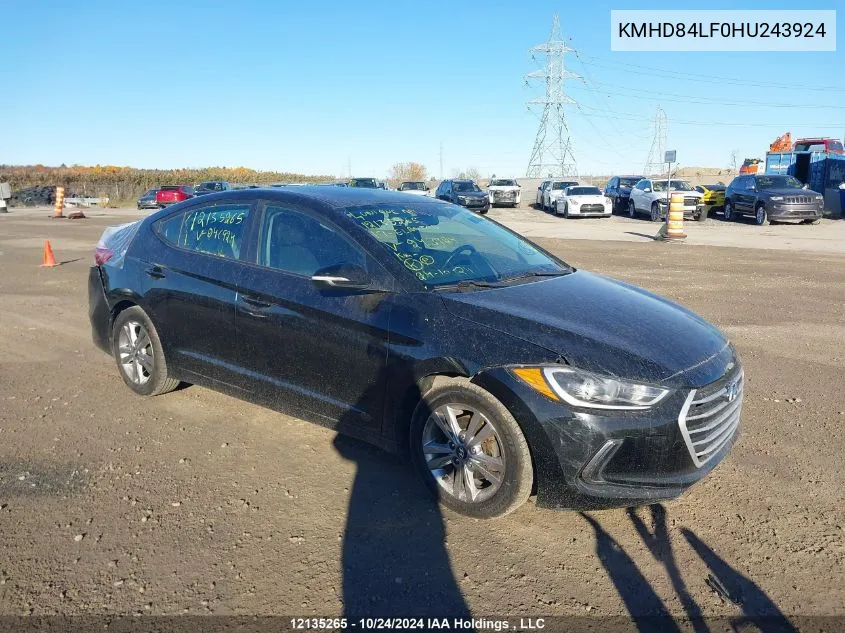 2017 Hyundai Elantra Gl VIN: KMHD84LF0HU243924 Lot: 12135265