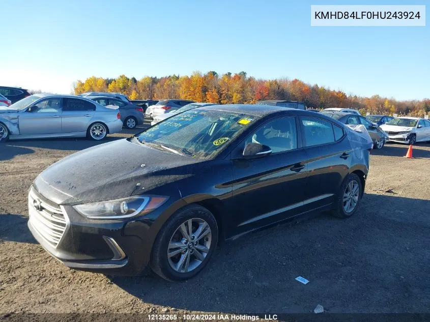 2017 Hyundai Elantra Gl VIN: KMHD84LF0HU243924 Lot: 12135265