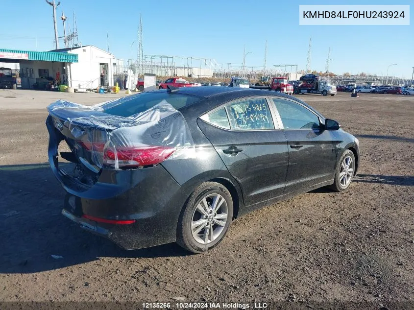 2017 Hyundai Elantra Gl VIN: KMHD84LF0HU243924 Lot: 12135265