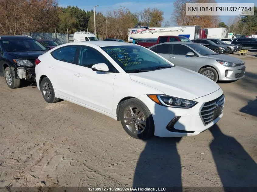 2017 Hyundai Elantra Se/Value/Limited VIN: KMHD84LF9HU374754 Lot: 12139972