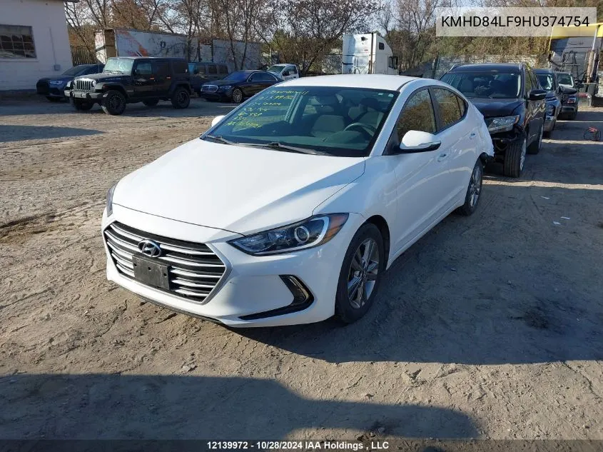 2017 Hyundai Elantra Se/Value/Limited VIN: KMHD84LF9HU374754 Lot: 12139972