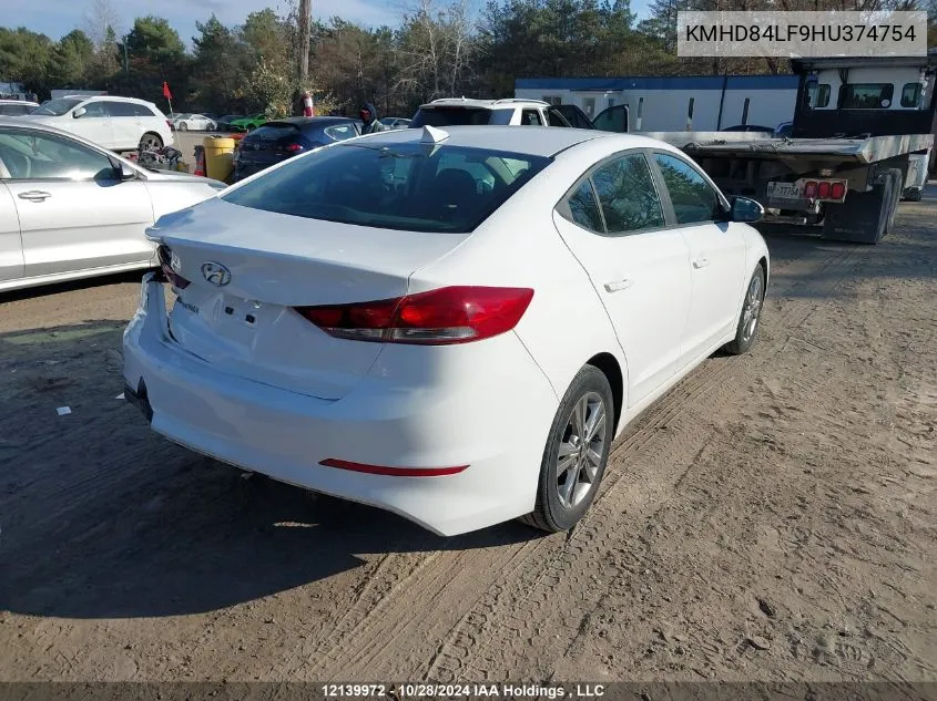 2017 Hyundai Elantra Se/Value/Limited VIN: KMHD84LF9HU374754 Lot: 12139972