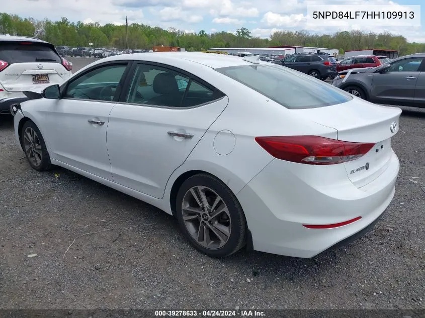 2017 Hyundai Elantra Limited VIN: 5NPD84LF7HH109913 Lot: 39278633