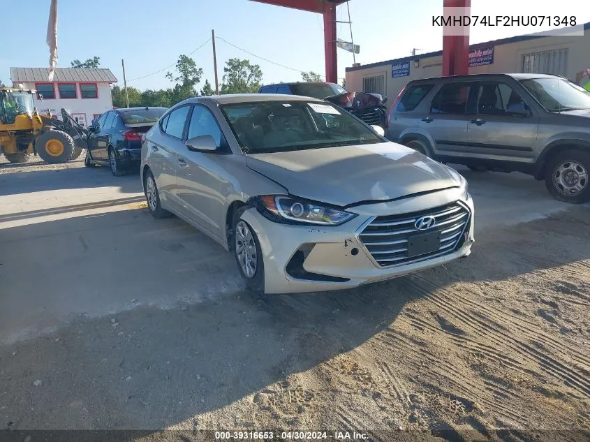 KMHD74LF2HU071348 2017 Hyundai Elantra Se