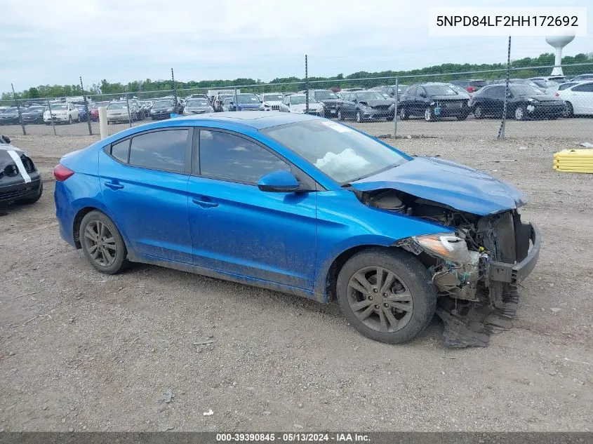 2017 Hyundai Elantra Value Edition VIN: 5NPD84LF2HH172692 Lot: 39390845