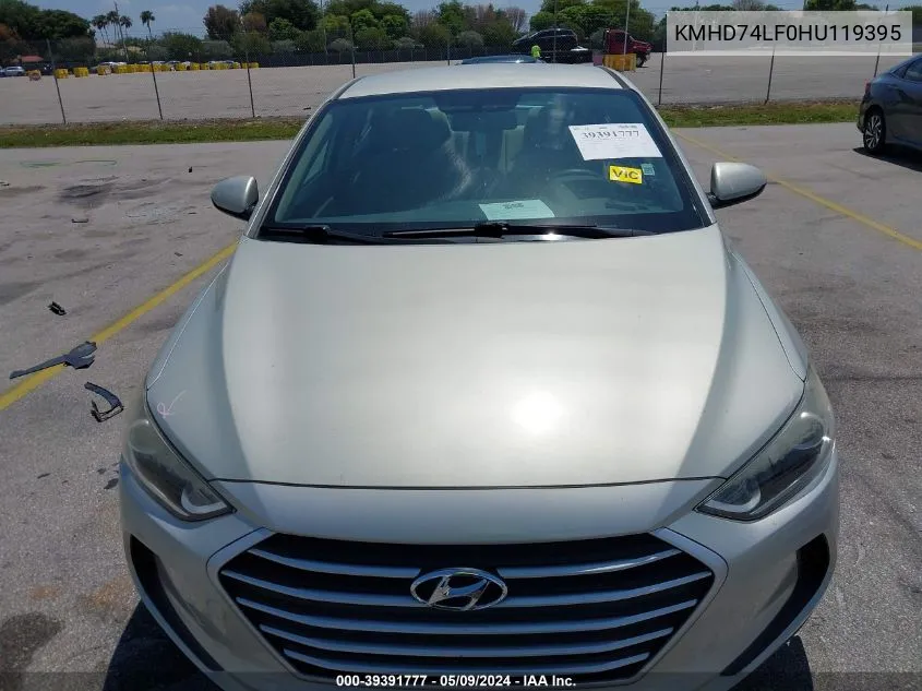 KMHD74LF0HU119395 2017 Hyundai Elantra Se