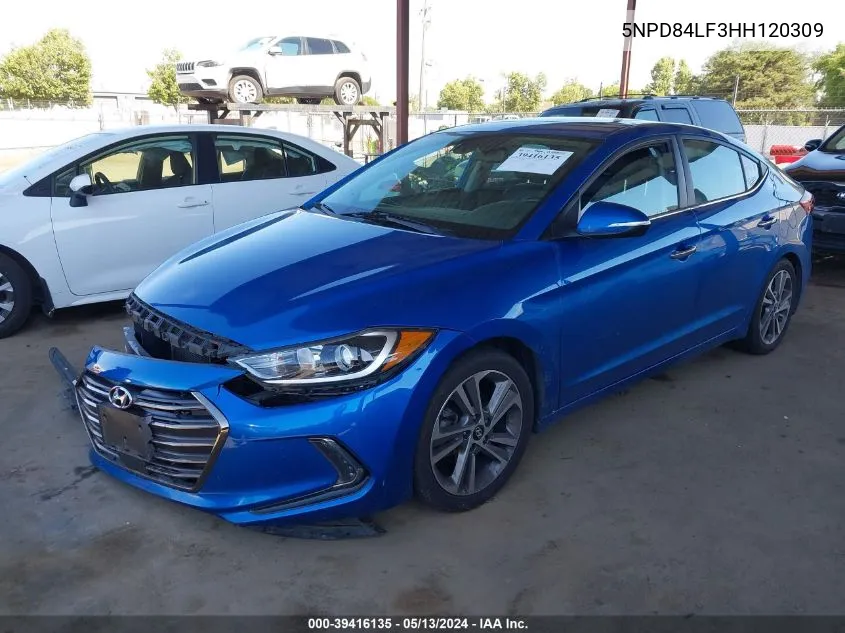 2017 Hyundai Elantra Limited VIN: 5NPD84LF3HH120309 Lot: 39416135