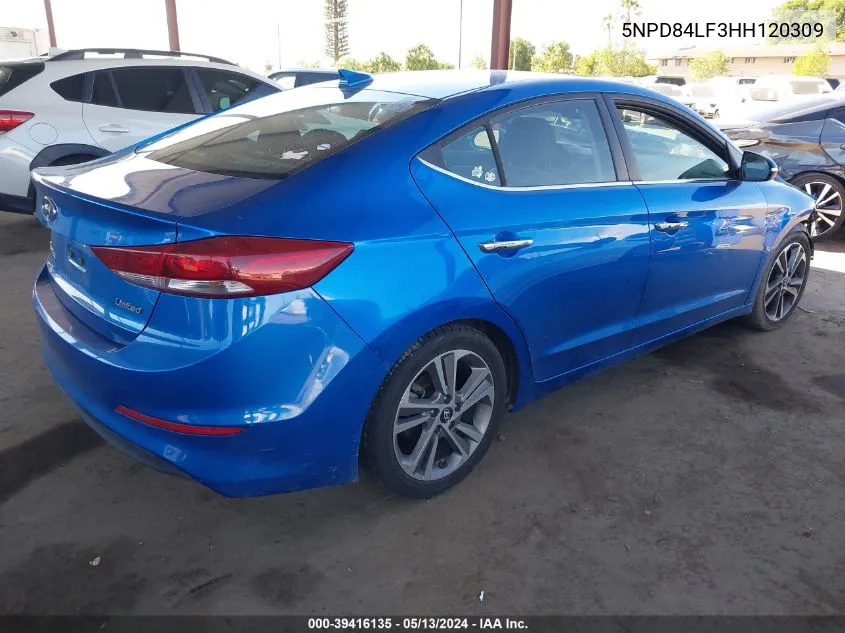 2017 Hyundai Elantra Limited VIN: 5NPD84LF3HH120309 Lot: 39416135