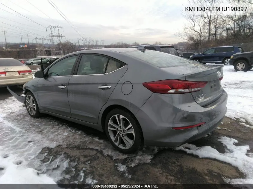 2017 Hyundai Elantra Limited VIN: KMHD84LF9HU190897 Lot: 39439252