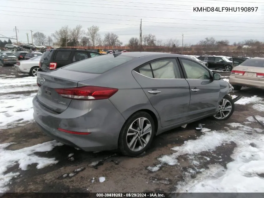 2017 Hyundai Elantra Limited VIN: KMHD84LF9HU190897 Lot: 39439252