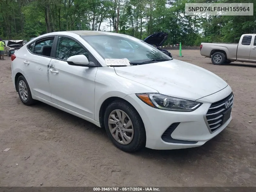 2017 Hyundai Elantra Se VIN: 5NPD74LF8HH155964 Lot: 39451767