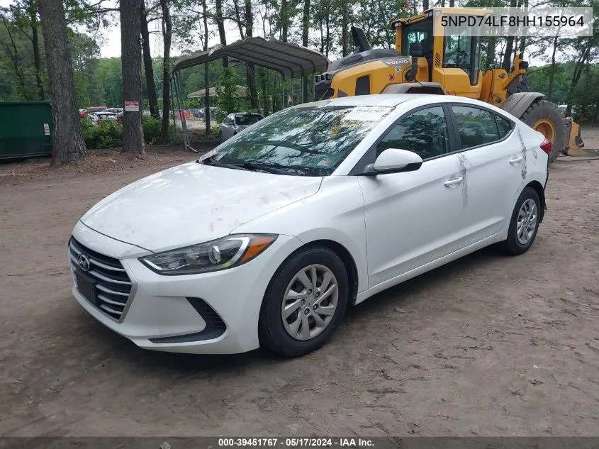 2017 Hyundai Elantra Se VIN: 5NPD74LF8HH155964 Lot: 39451767