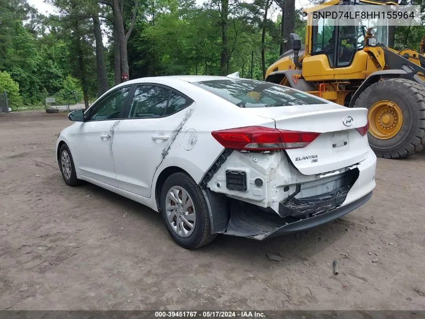 2017 Hyundai Elantra Se VIN: 5NPD74LF8HH155964 Lot: 39451767