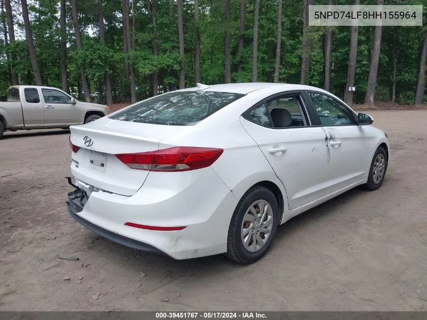 2017 Hyundai Elantra Se VIN: 5NPD74LF8HH155964 Lot: 39451767