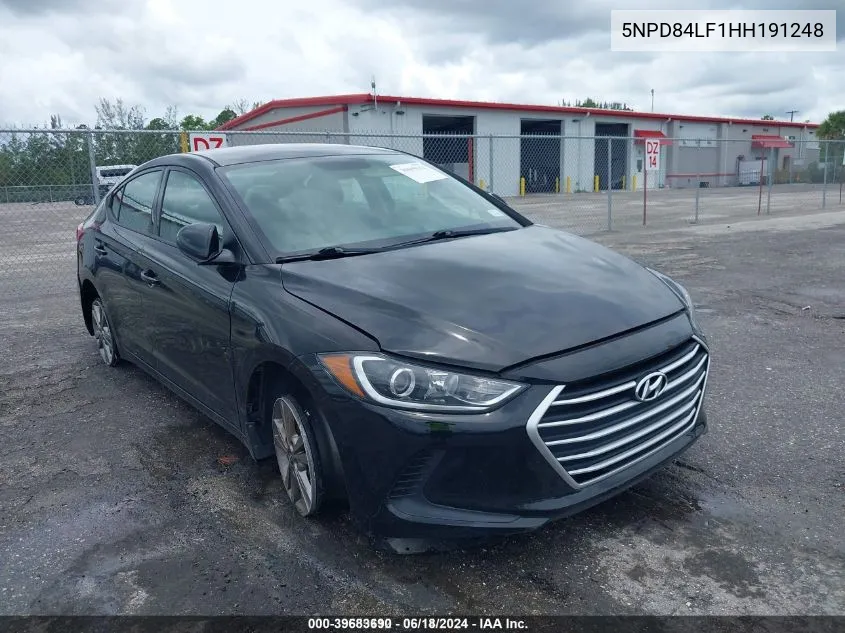 2017 Hyundai Elantra Se VIN: 5NPD84LF1HH191248 Lot: 39683690