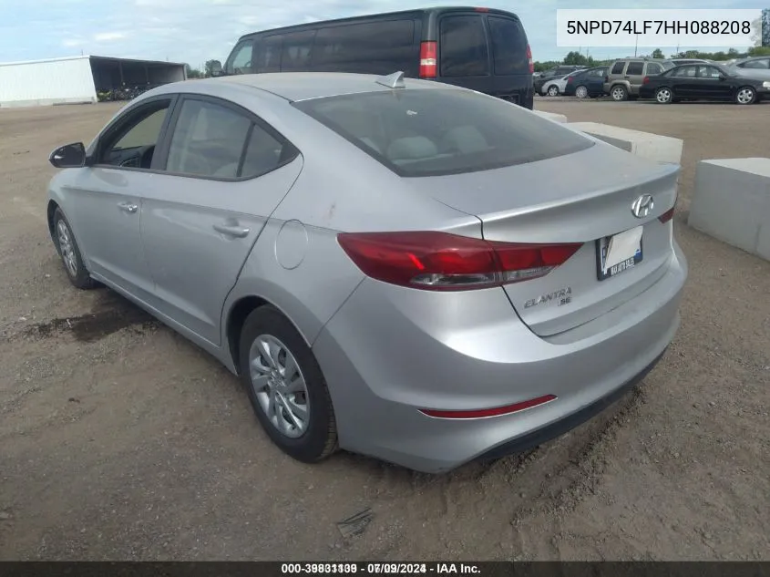 2017 Hyundai Elantra Se VIN: 5NPD74LF7HH088208 Lot: 39831139