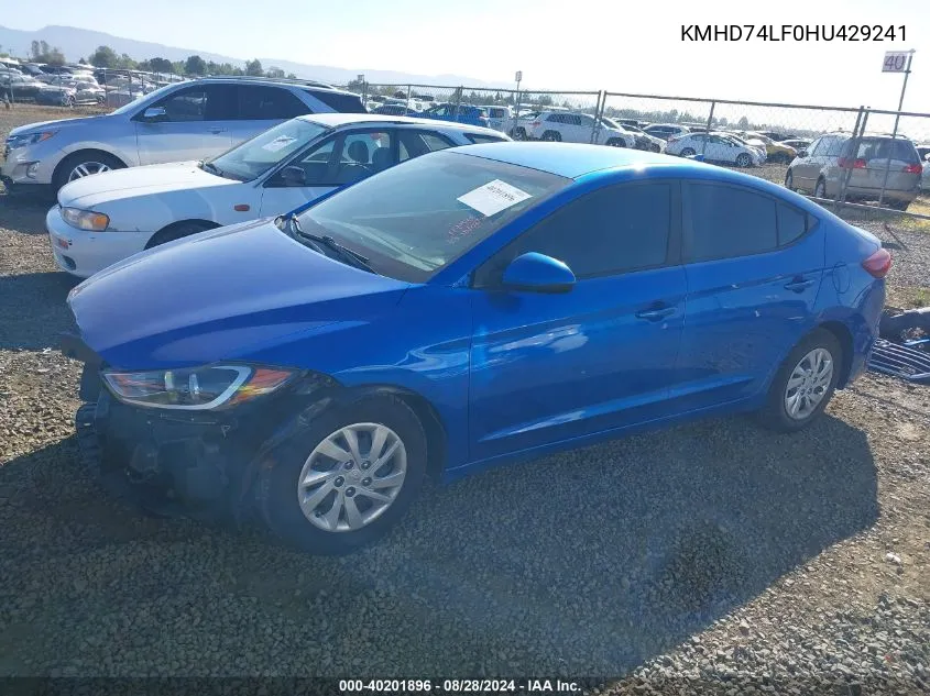 KMHD74LF0HU429241 2017 Hyundai Elantra Se