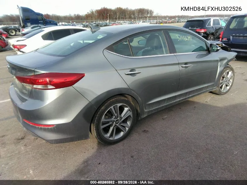 2017 Hyundai Elantra Limited VIN: KMHD84LFXHU302526 Lot: 40248882