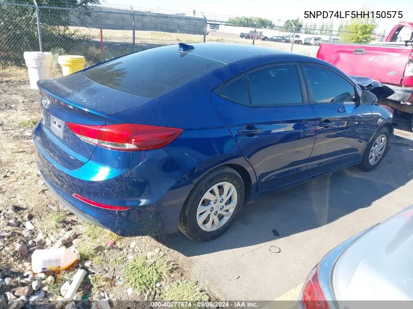 2017 Hyundai Elantra Se VIN: 5NPD74LF5HH150575 Lot: 40277674