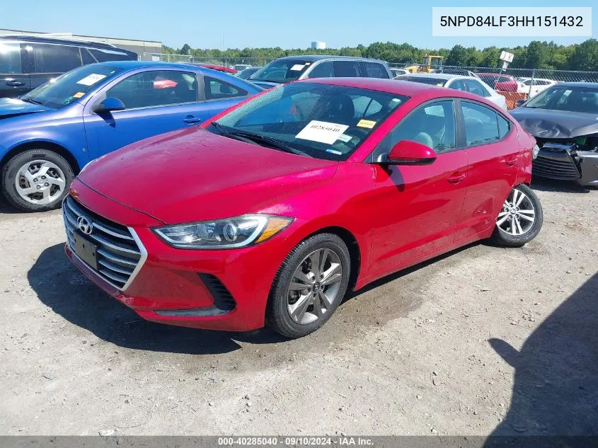 2017 Hyundai Elantra Se VIN: 5NPD84LF3HH151432 Lot: 40285040