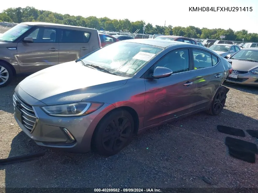 2017 Hyundai Elantra Limited VIN: KMHD84LFXHU291415 Lot: 40289582