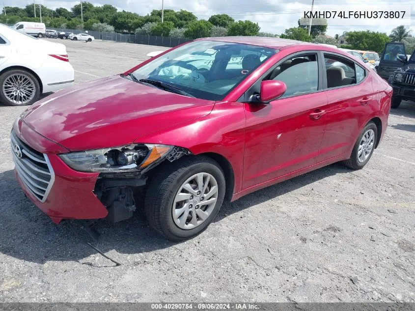 2017 Hyundai Elantra Se VIN: KMHD74LF6HU373807 Lot: 40290754