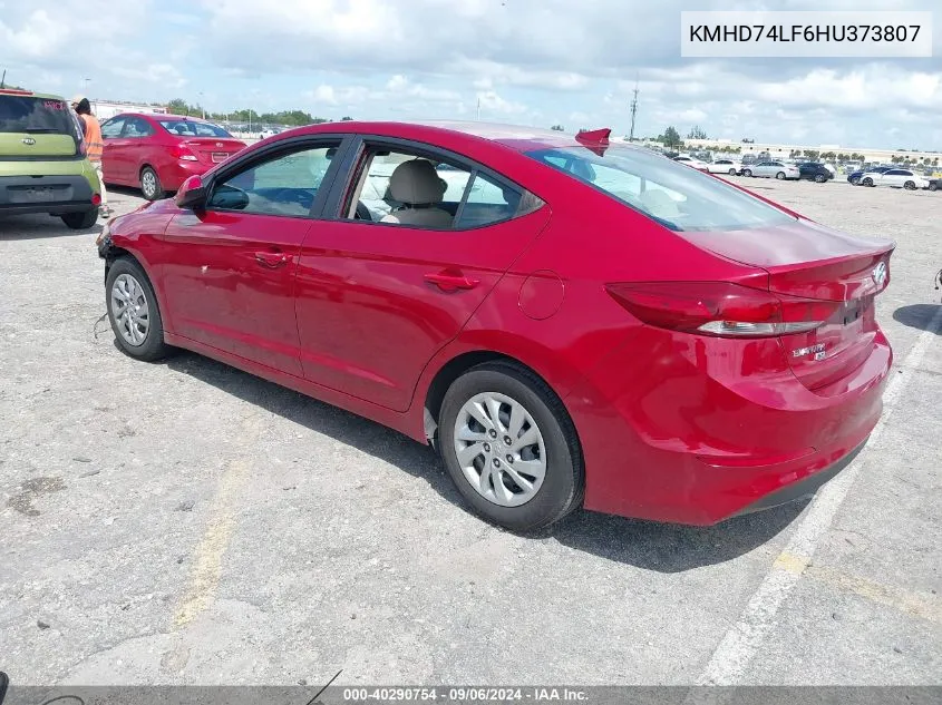 2017 Hyundai Elantra Se VIN: KMHD74LF6HU373807 Lot: 40290754