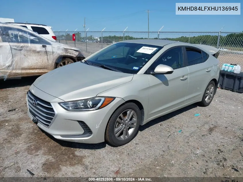 KMHD84LFXHU136945 2017 Hyundai Elantra Se/Value/Limited