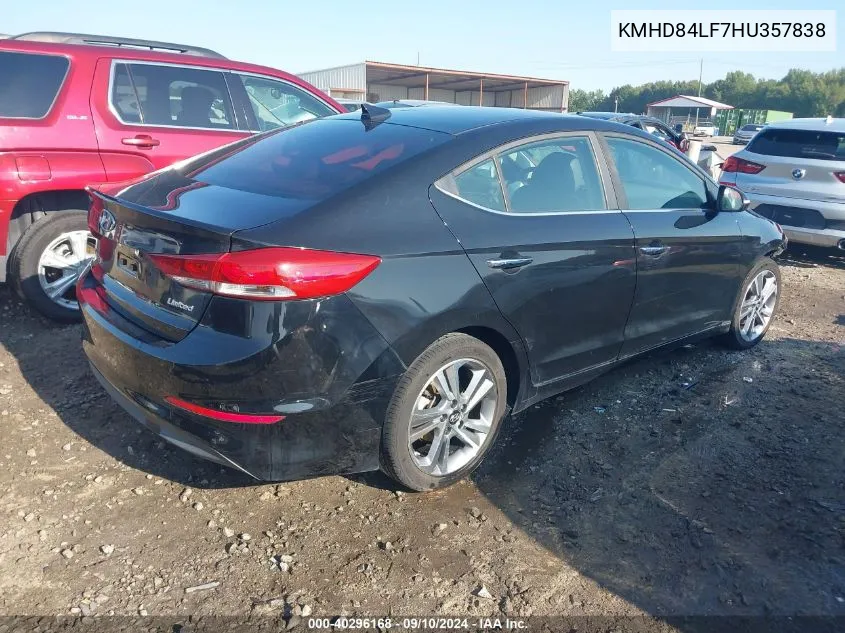 2017 Hyundai Elantra Se/Value/Limited VIN: KMHD84LF7HU357838 Lot: 40296168