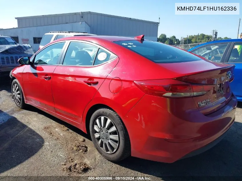 2017 Hyundai Elantra Se VIN: KMHD74LF1HU162336 Lot: 40305986