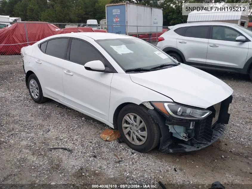 2017 Hyundai Elantra Se VIN: 5NPD74LF7HH195212 Lot: 40307618