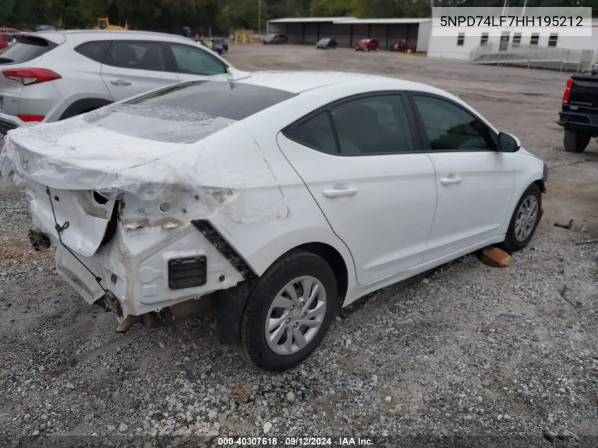 2017 Hyundai Elantra Se VIN: 5NPD74LF7HH195212 Lot: 40307618