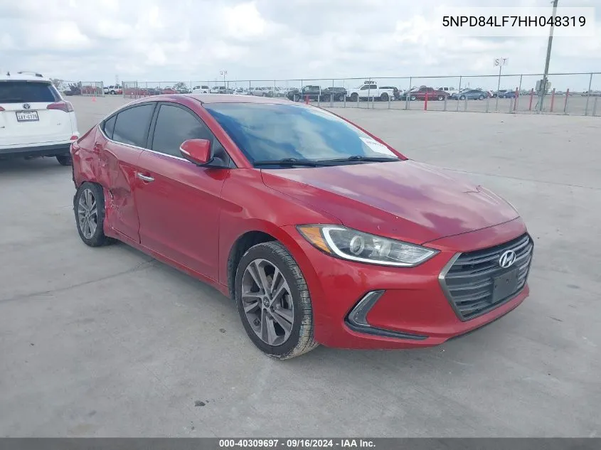 2017 Hyundai Elantra Limited VIN: 5NPD84LF7HH048319 Lot: 40309697